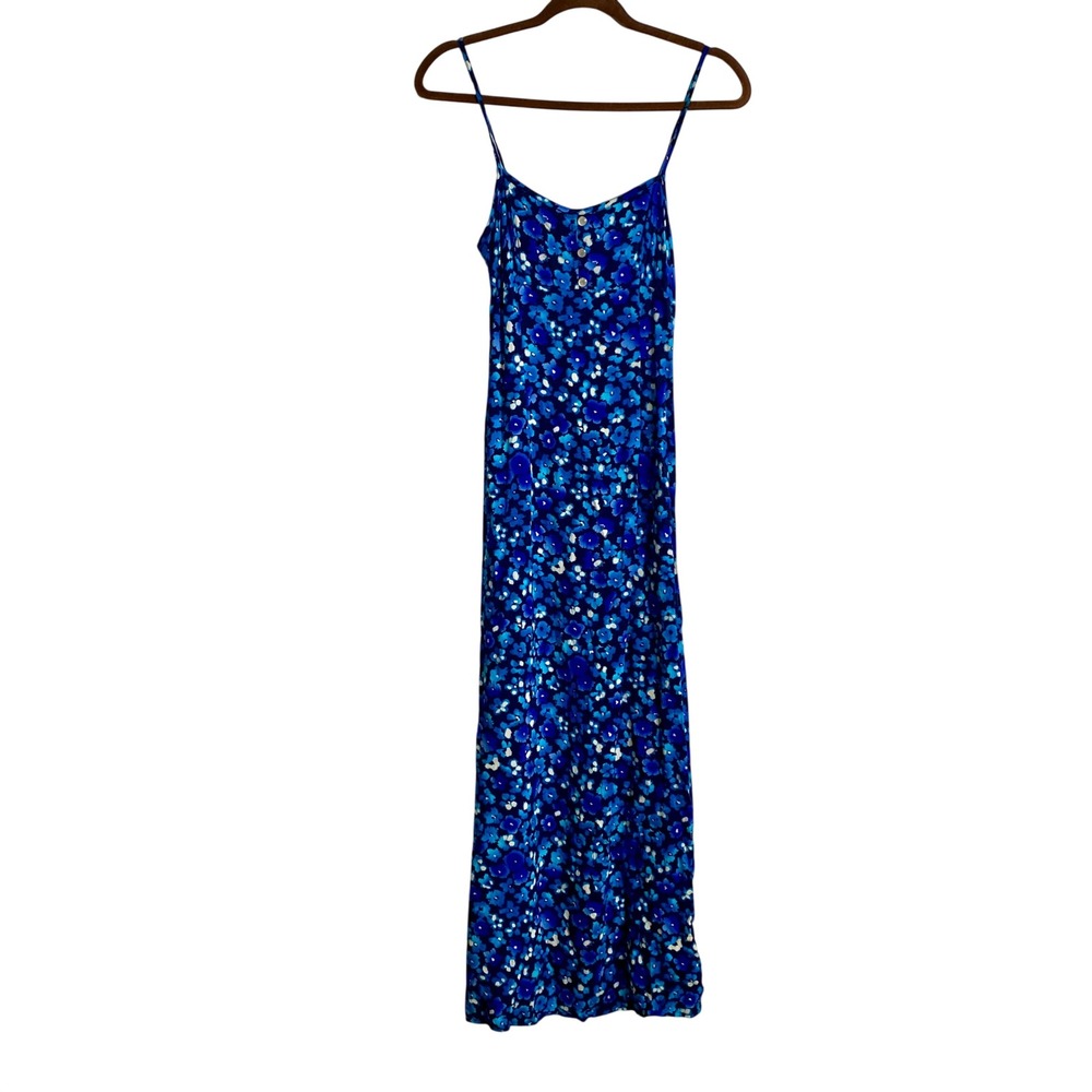 VTG 90s Rampage Blue Floral Slip Dress S‎ 90s Grunge Maxi Rayon Festival Y2K